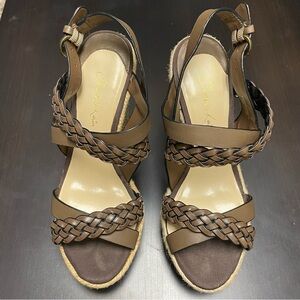 Charles & Keith Braided Leather Platform Espadrille 36 US 6